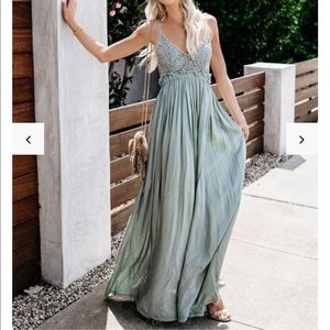 VICI COLLECTION MILANA BOHO MAXI DRESS - DARK SAGE